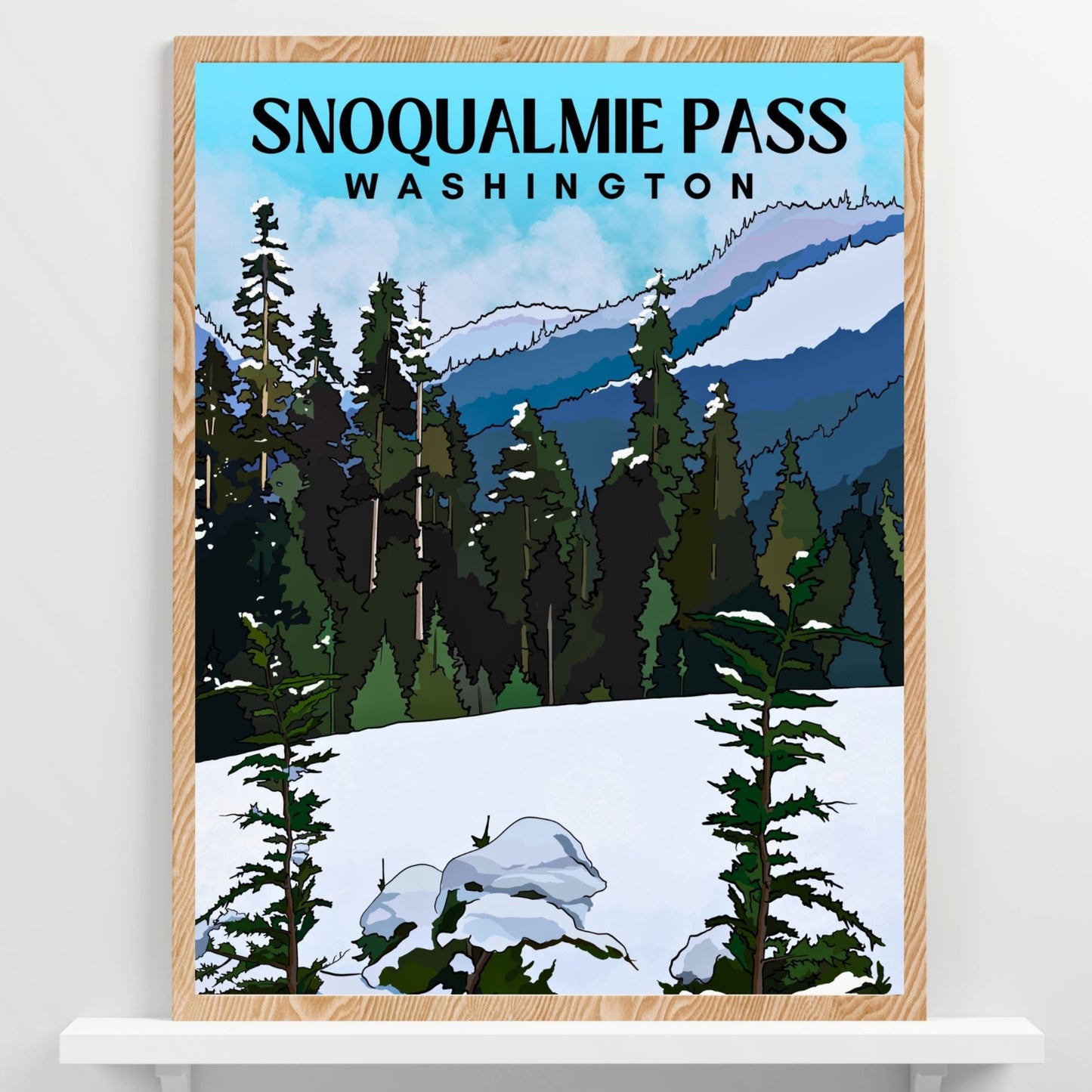 Snoqualmie Pass, Washington | Travel Poster Art Print - Wild Life Design Co.