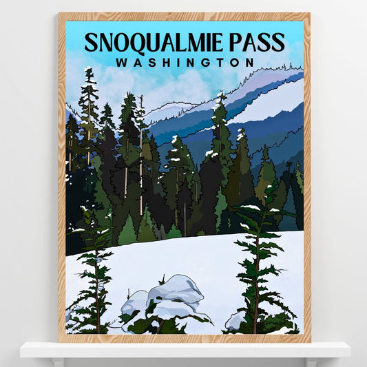 Snoqualmie Pass, Washington | Travel Poster Art Print - Wild Life Design Co.