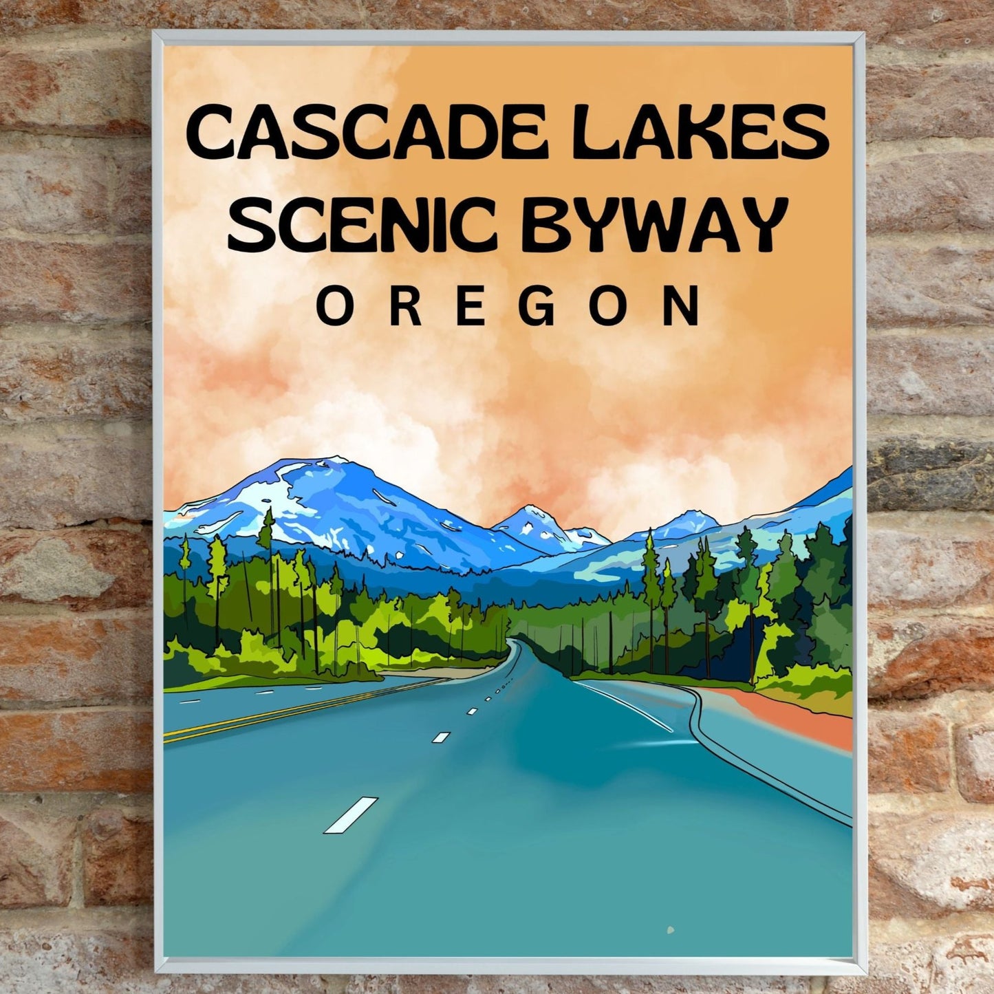 Cascade Lakes Scenic Byway, Oregon | Travel Poster Art Print - Wild Life Design Co.