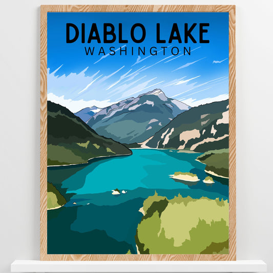 Diablo Lake, North Cascades National Park | Travel Poster Art Print - Wild Life Design Co.
