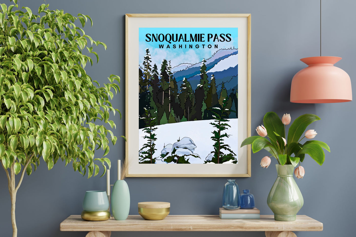 Snoqualmie Pass, Washington | Travel Poster Art Print - Wild Life Design Co.
