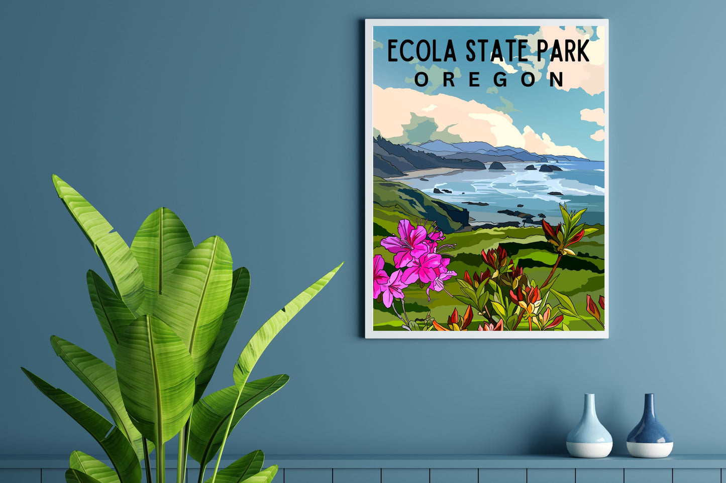 Ecola State Park, Oregon | Travel Poster Art Print - Wild Life Design Co.