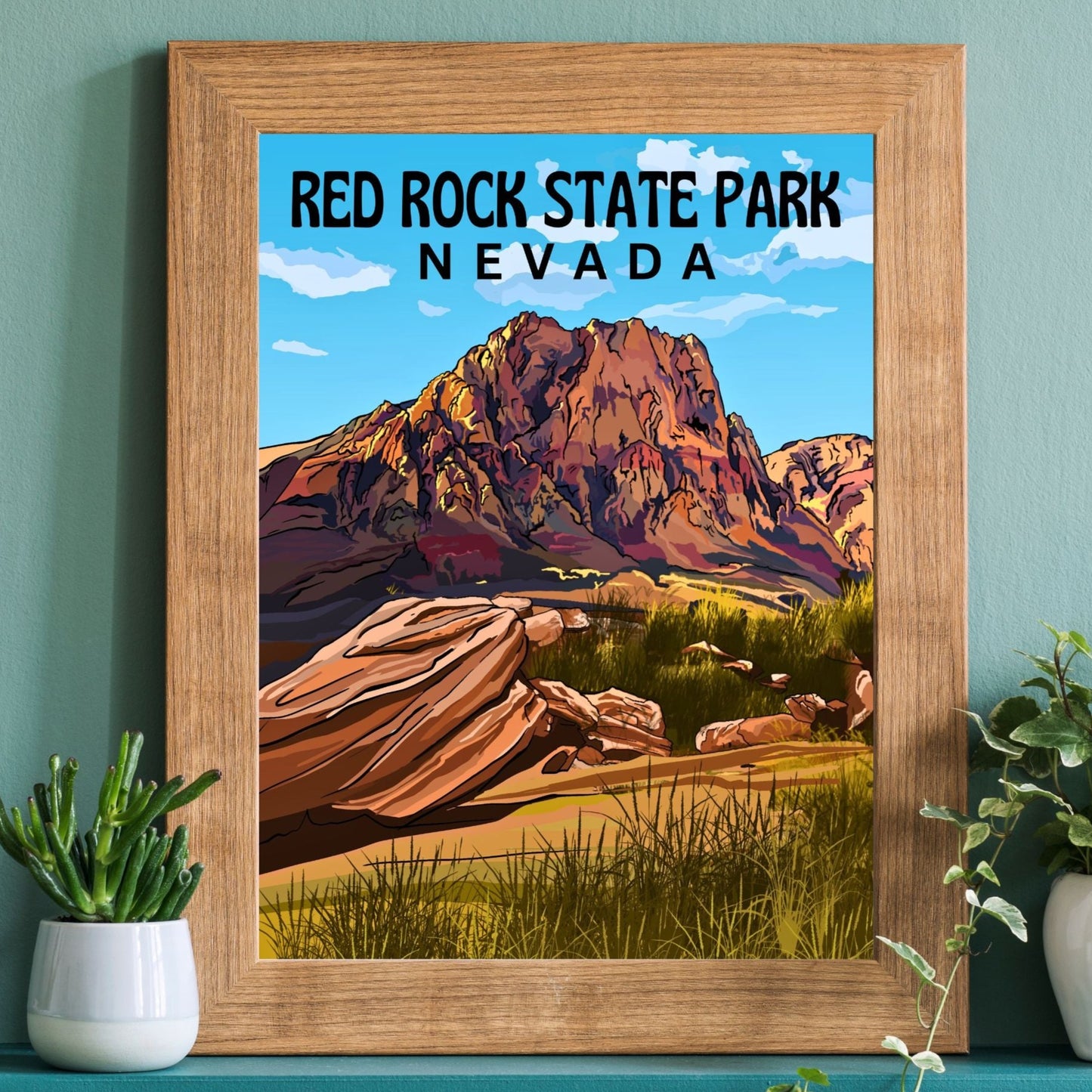 Red Rock State Park, Nevada | Travel Poster Art Print - Wild Life Design Co.