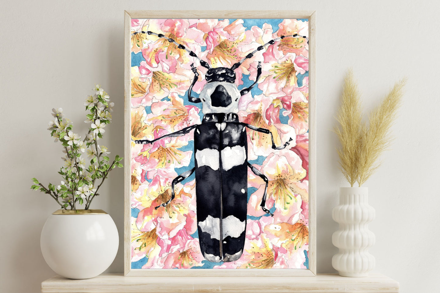 Alder Borer Beetle | Archival Watercolor Art Print - Emma H. Baldwin