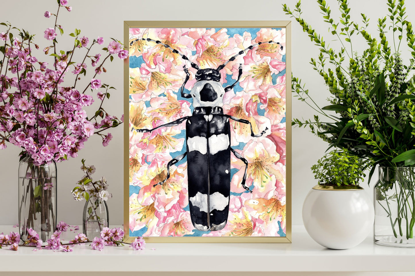 Alder Borer Beetle | Archival Watercolor Art Print - Emma H. Baldwin