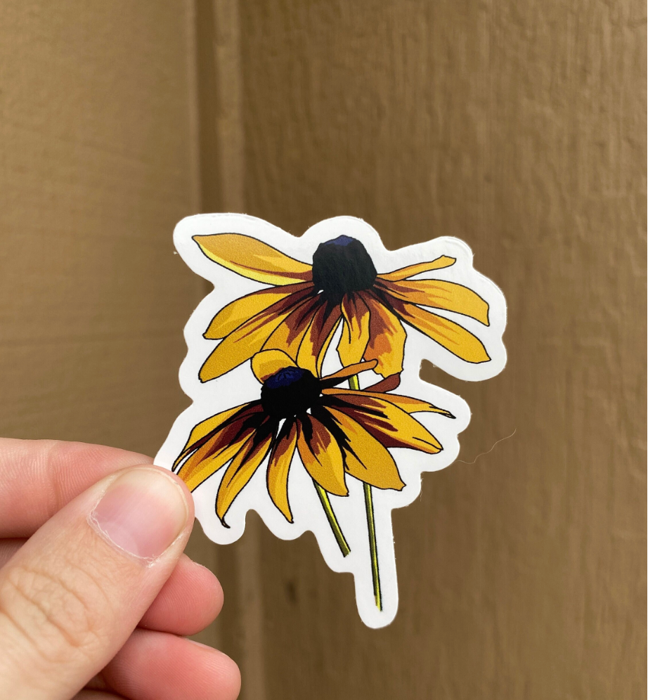 Black Eyed Susan 2x3 Sticker – Wildflowers, Nature Lover, Premium Quality, Waterproof Decal, Garden Lover