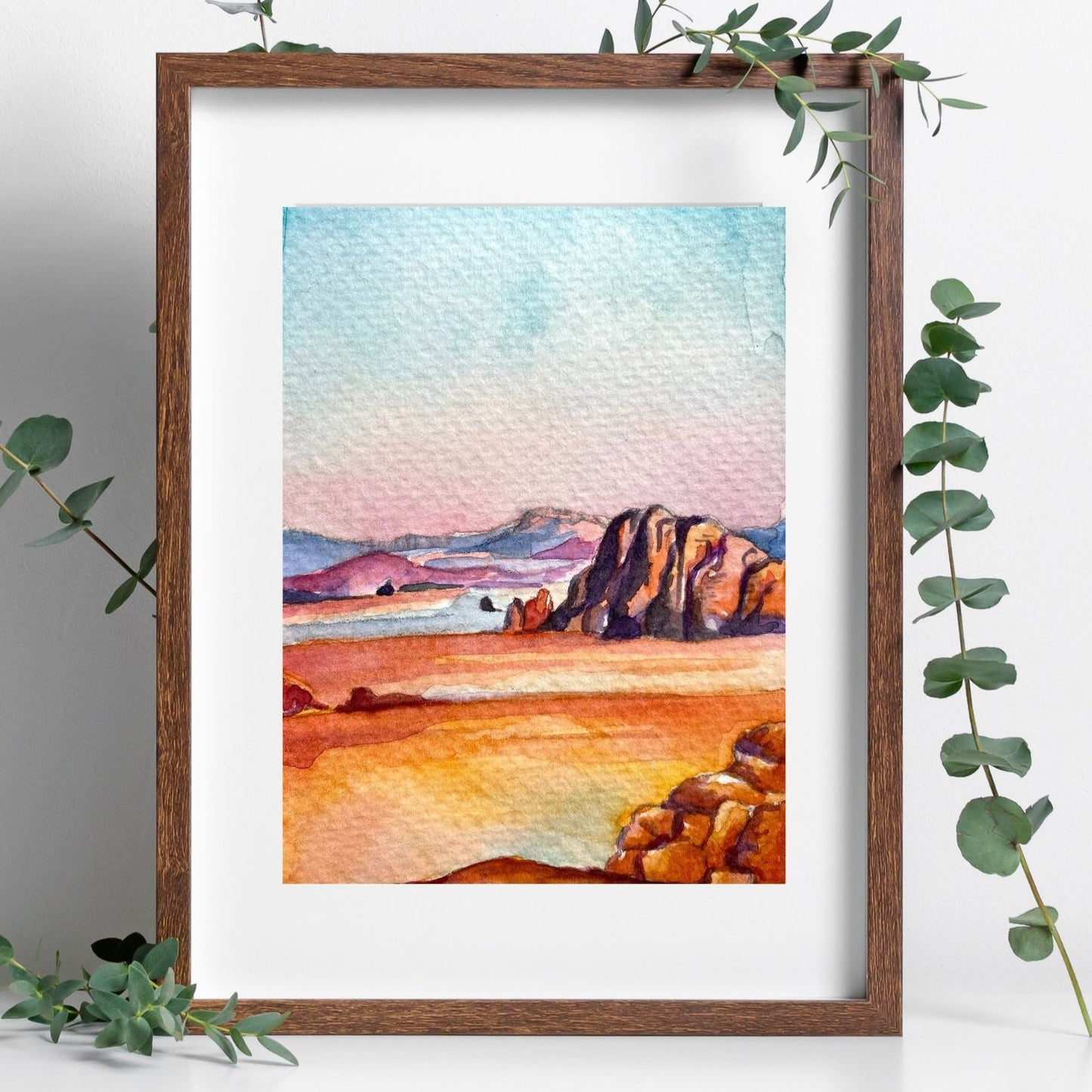 Pink Desert Sunrise | Watercolor Print