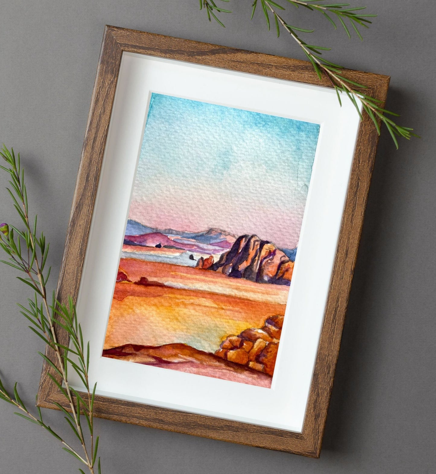 Pink Desert Sunrise | Watercolor Print