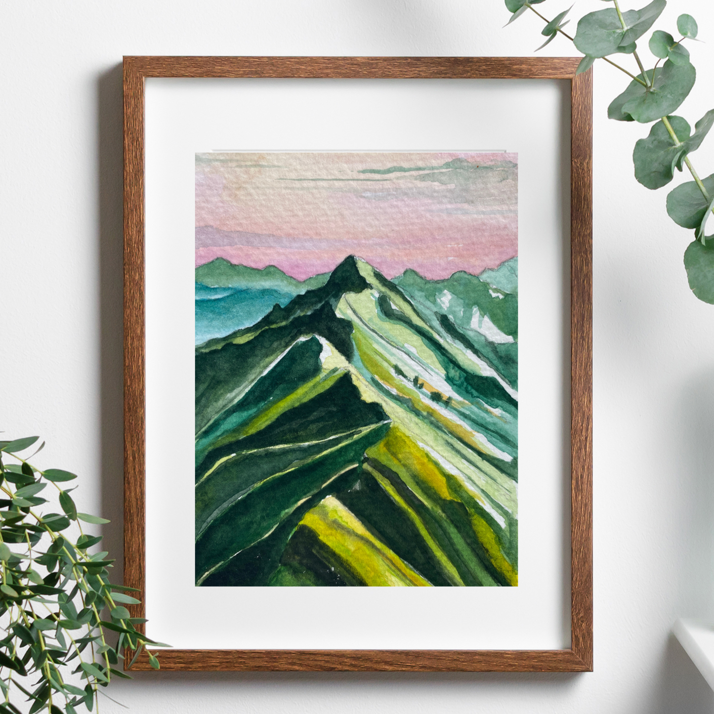 Distant Green Hills | Watercolor Print