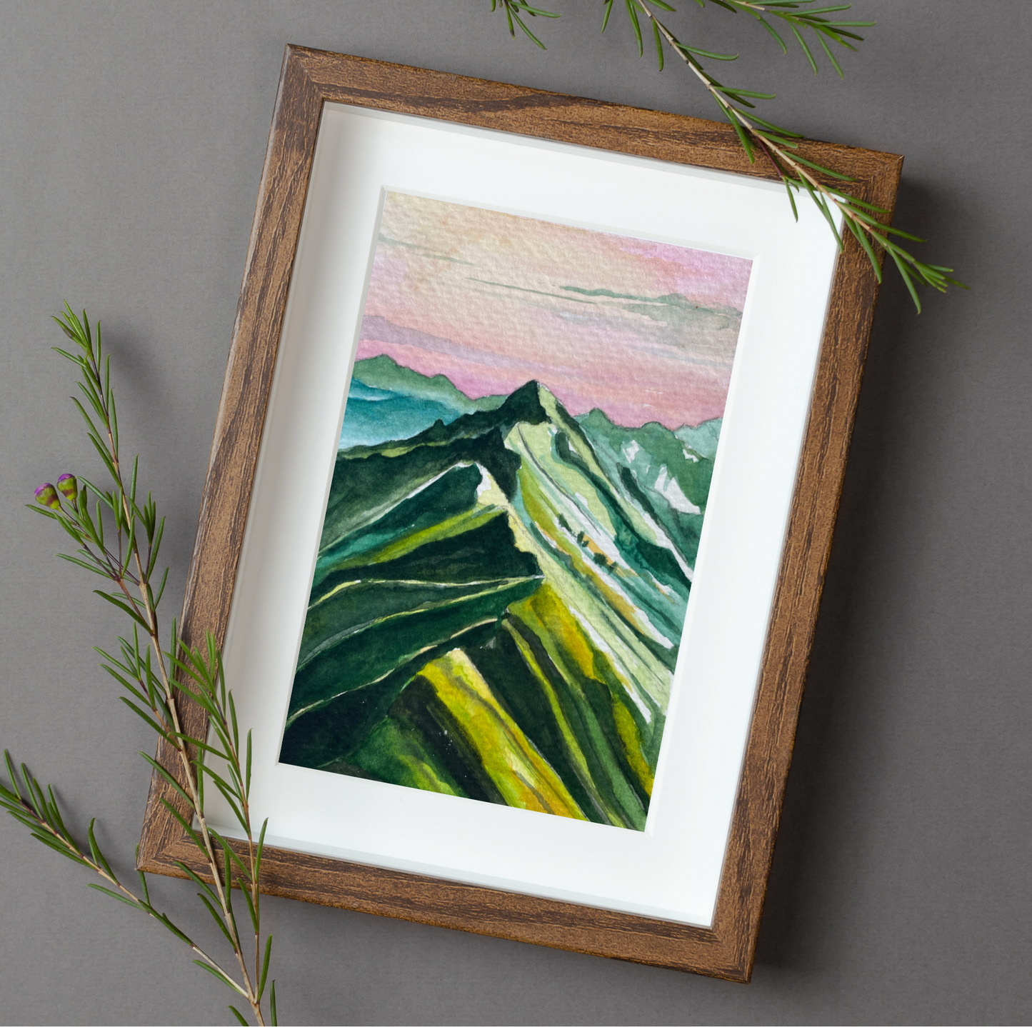 Distant Green Hills | Watercolor Print