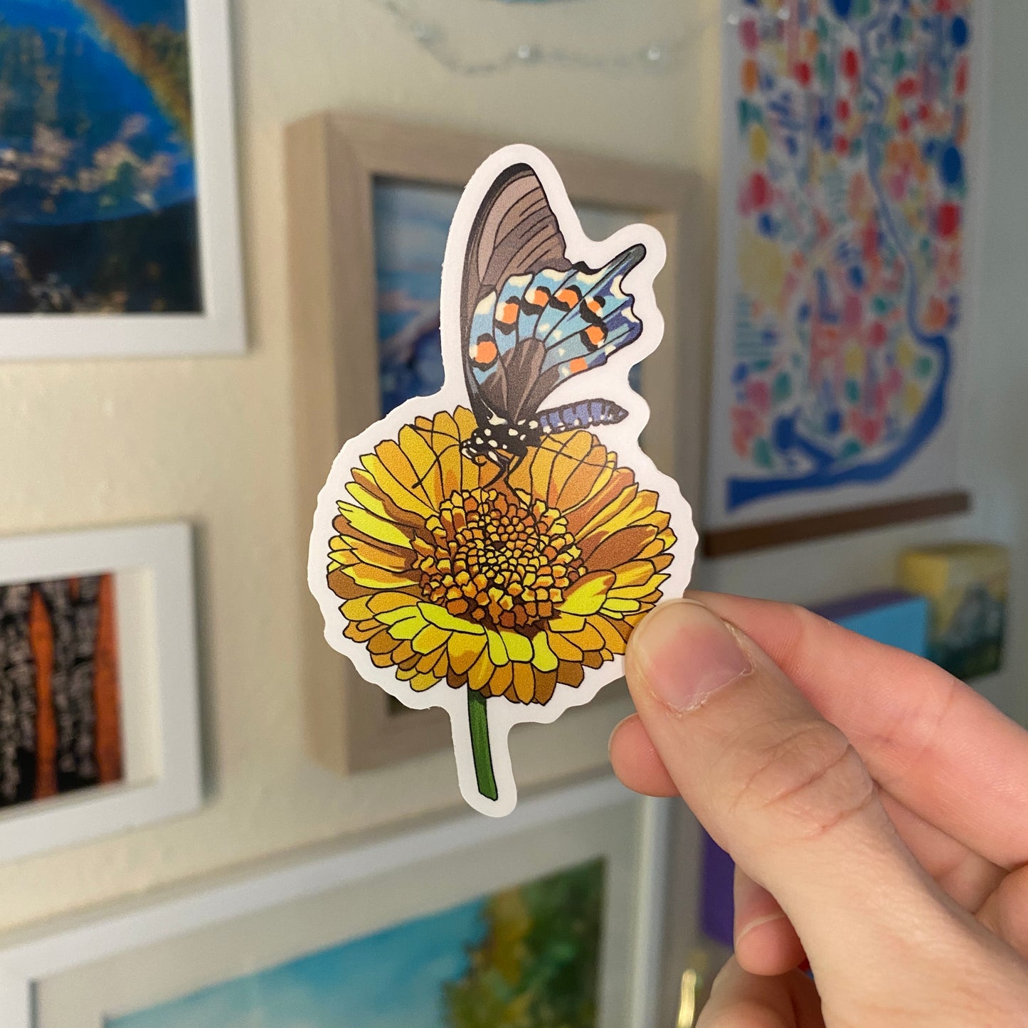 Desert Marigold and Pipevine Butterfly Sticker