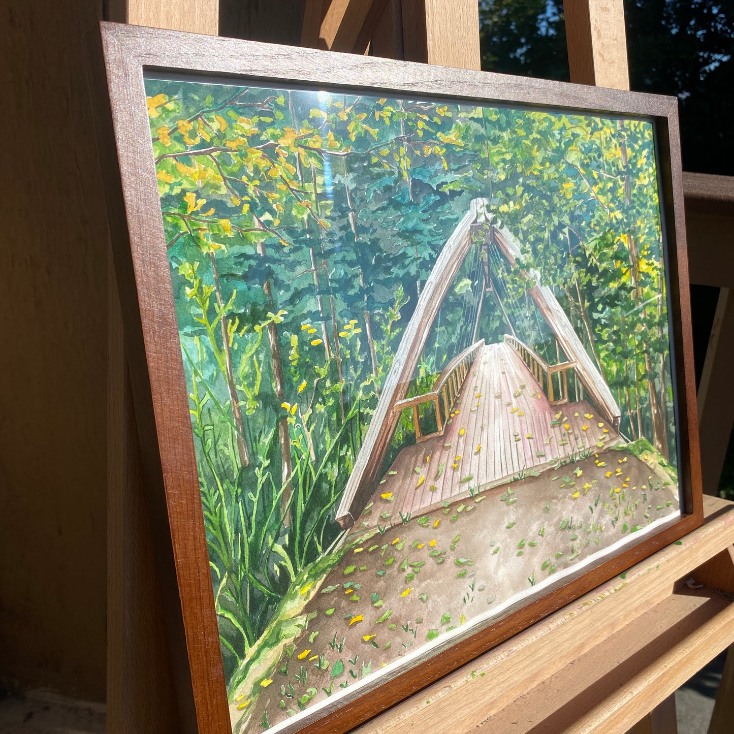 Middle Fork Suspension Bridge | Original Watercolor Painting - Emma H. Baldwin