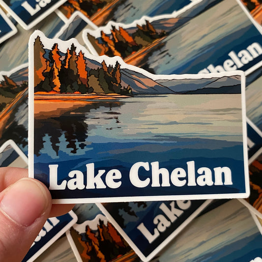 Lake Chelan, Washington Sticker  - Waterproof Outdoor Use, UV resistant Decal