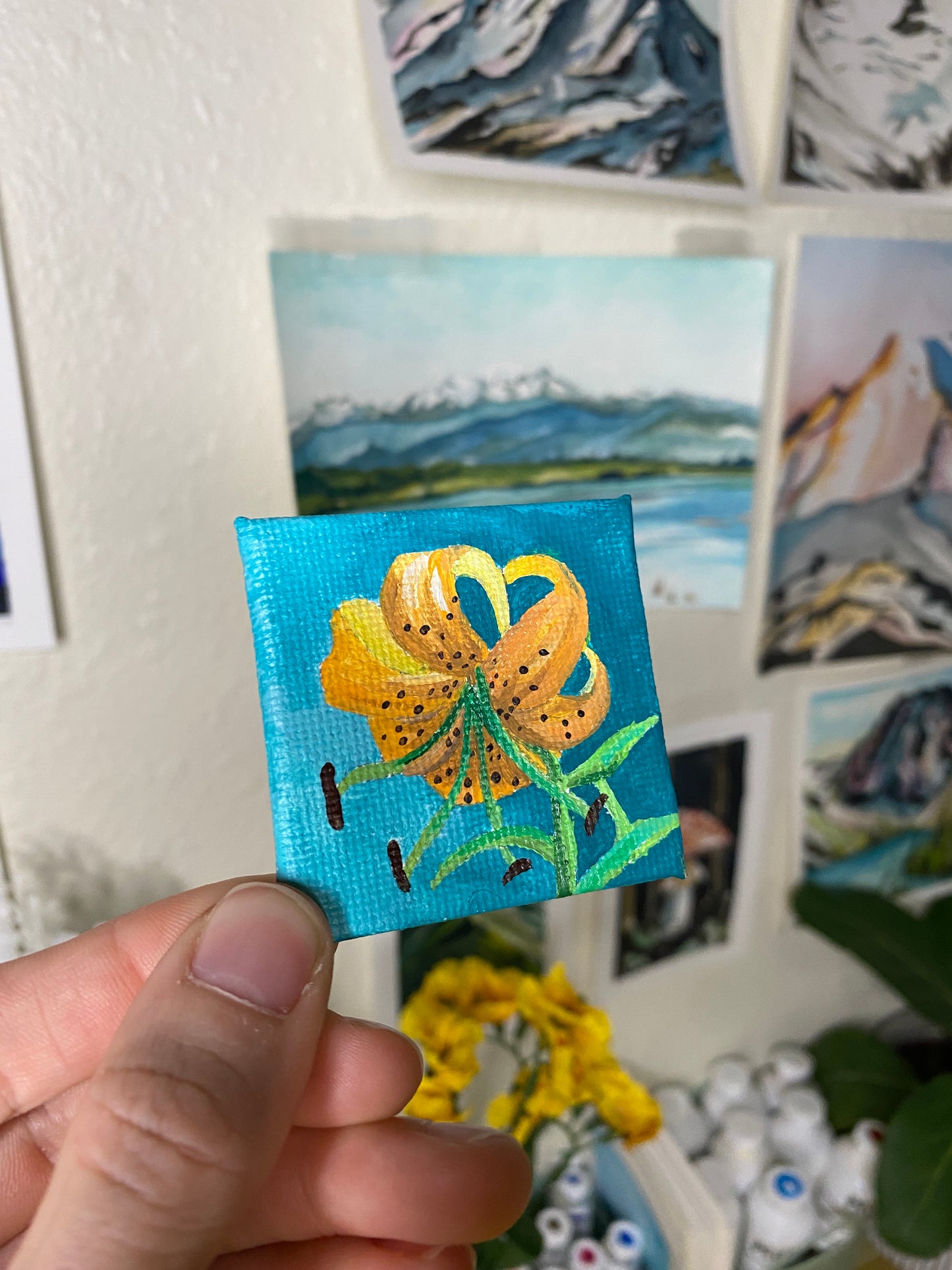 Oregon Lily Miniature Acrylic Painting on Canvas Panel