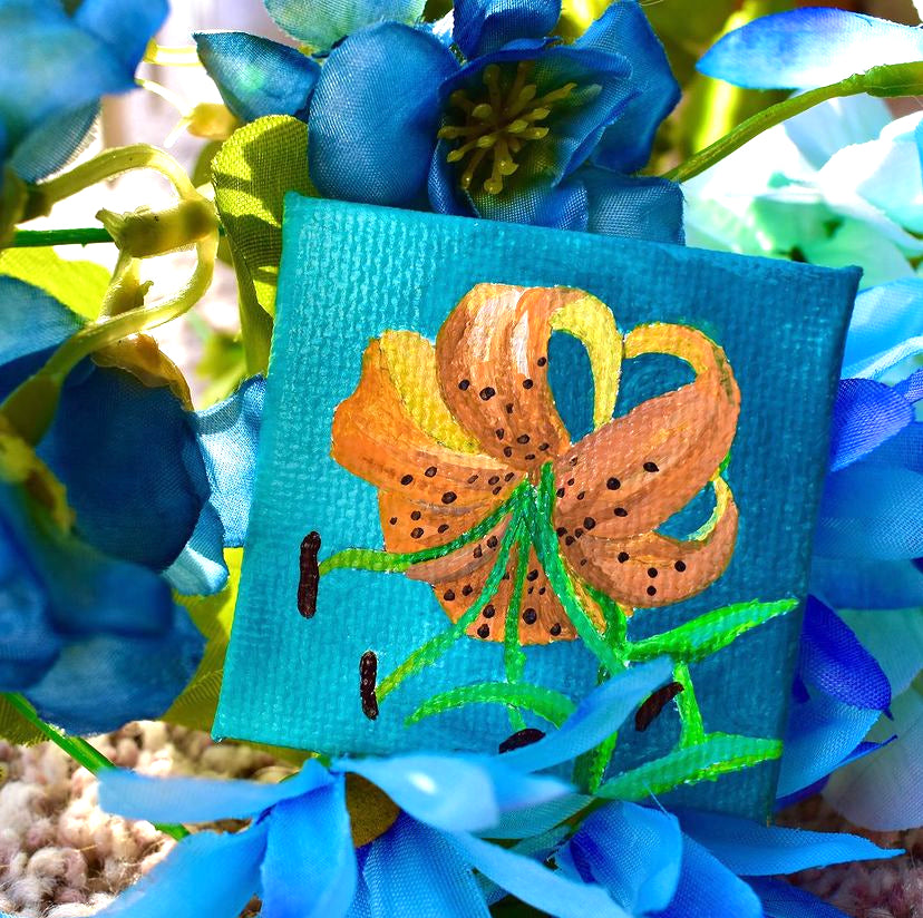 Oregon Lily Miniature Acrylic Painting on Canvas Panel
