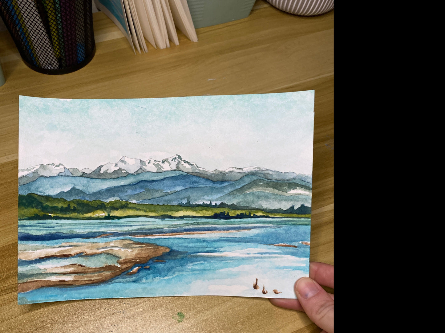View of the Olympic Mountains | Original Watercolor Painting