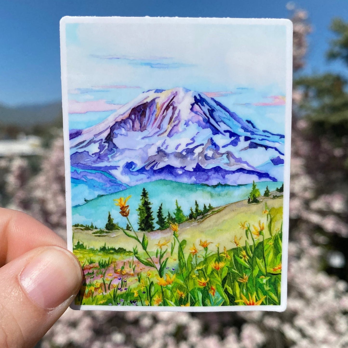 Mt. Rainier | Watercolor Sticker