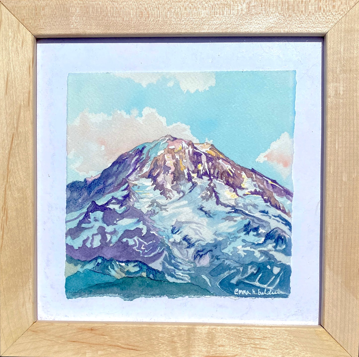 Mt. Rainier Alpenglow | Original Watercolor Painting - Emma H. Baldwin
