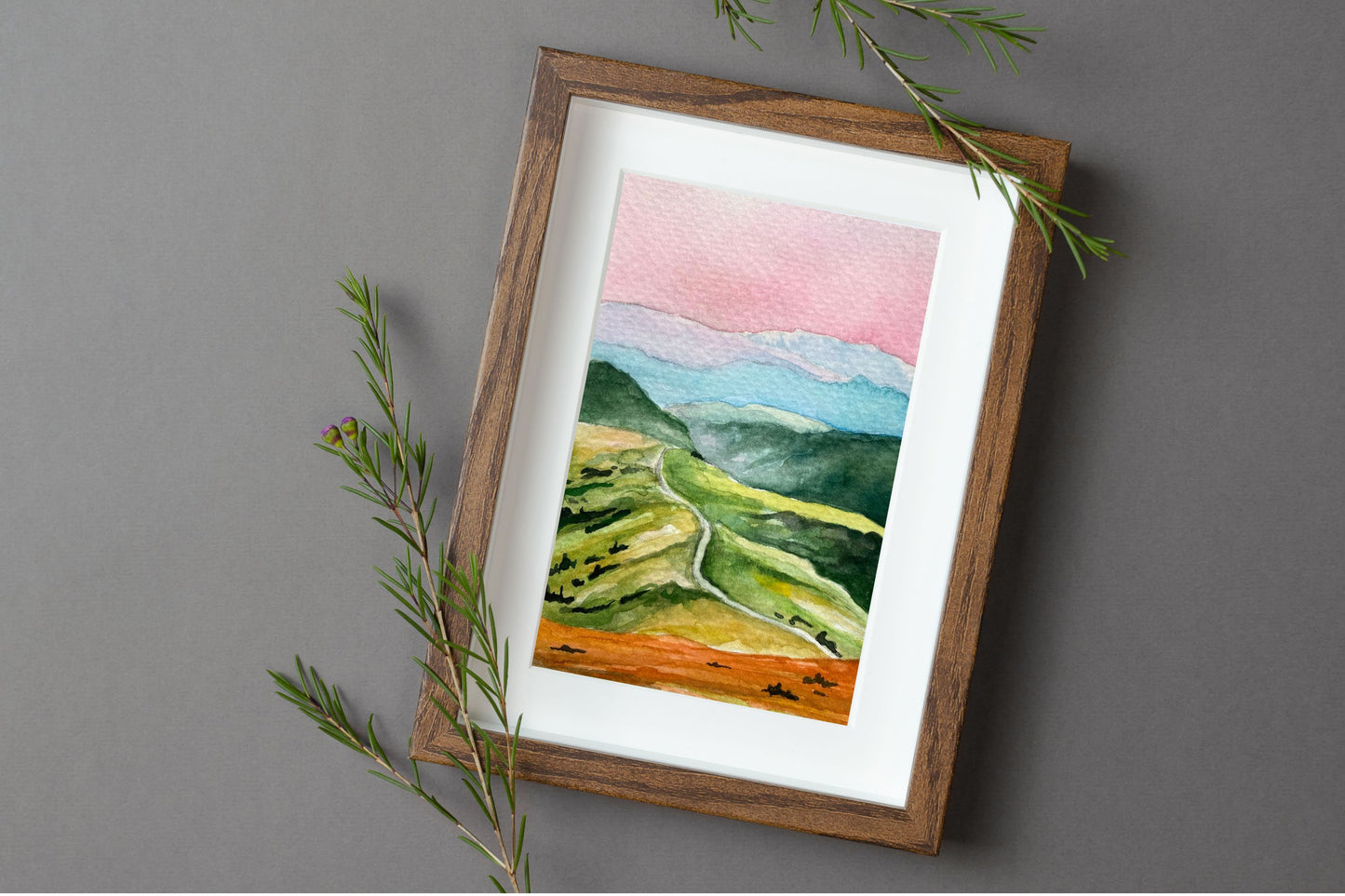 Mountain and Hills Landscape | Watercolor Print