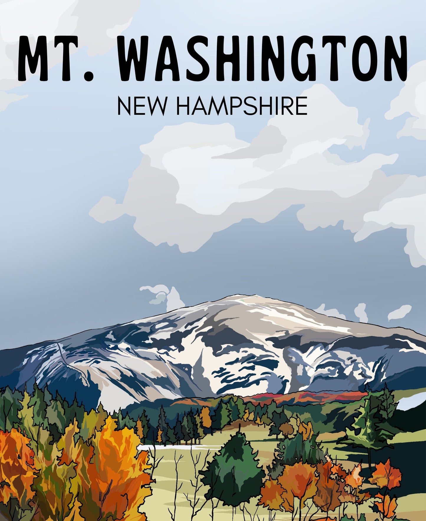 Mt. Washington, New Hampshire | Travel Poster Art Print - Wild Life Design Co.
