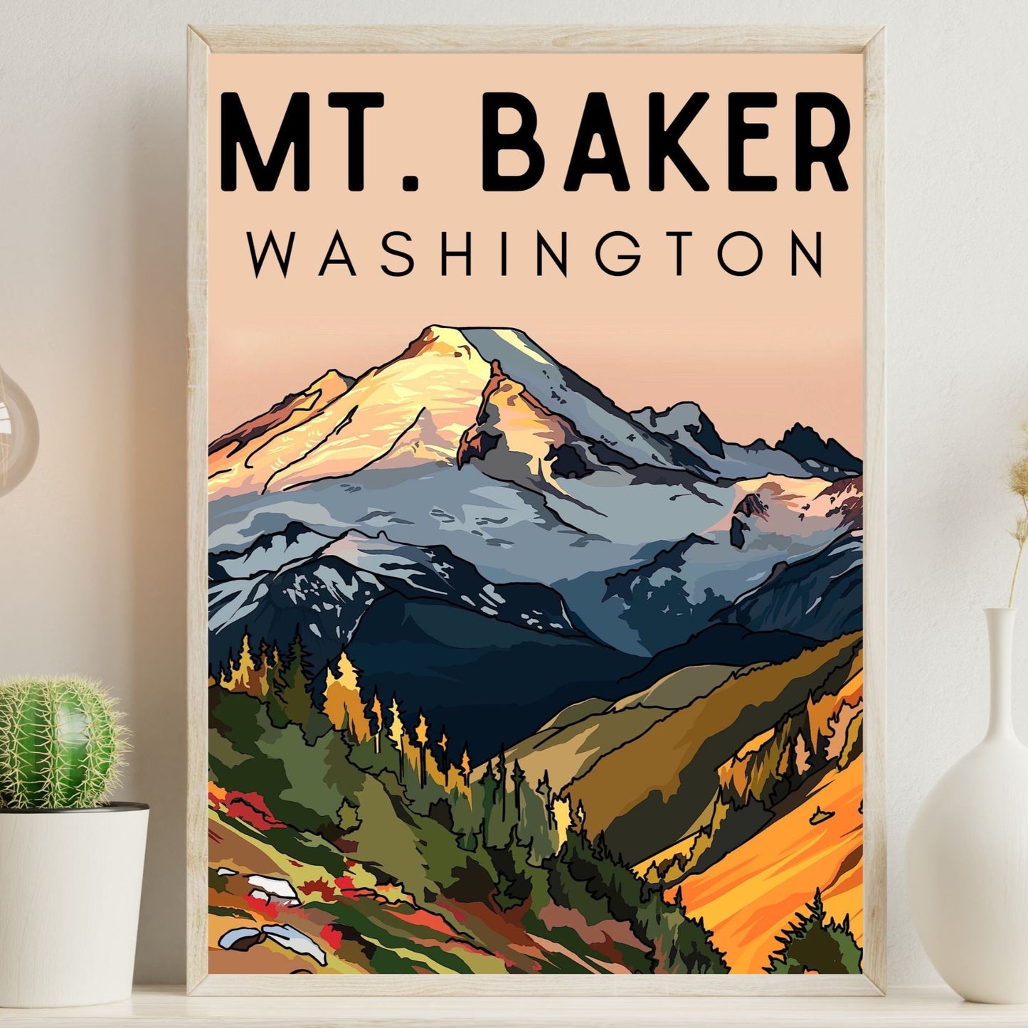 Mt. Baker, Washington | Travel Poster Art Print - Wild Life Design Co.