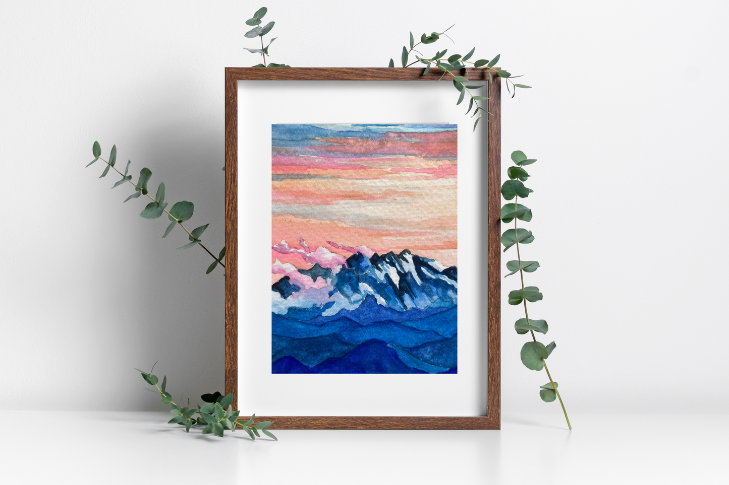 Mountain Sunset Landscape | Watercolor Print