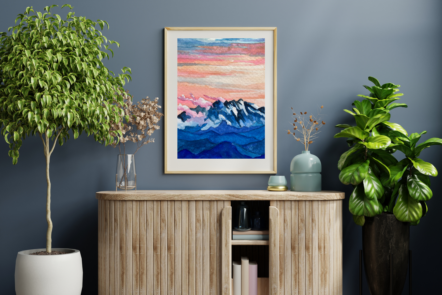 Mountain Sunset Landscape | Watercolor Print