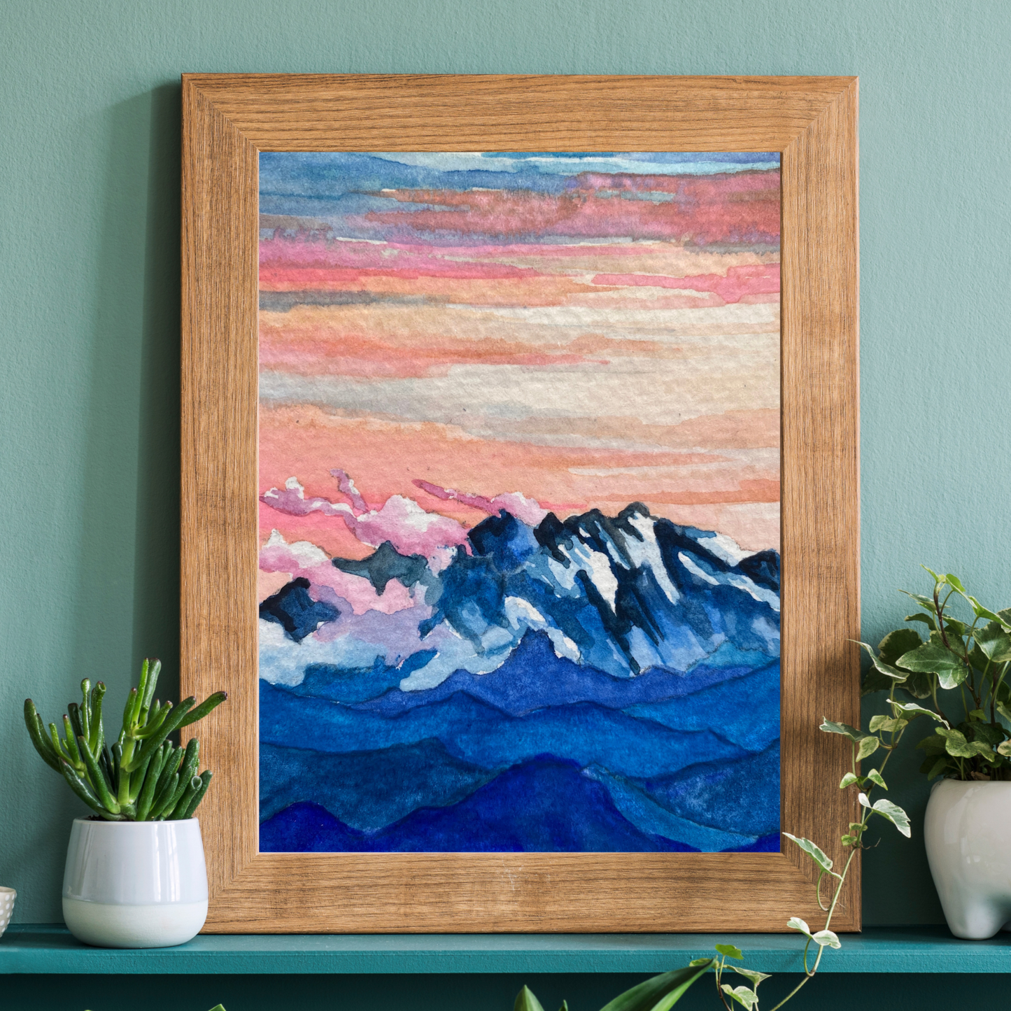 Mountain Sunset Landscape | Watercolor Print