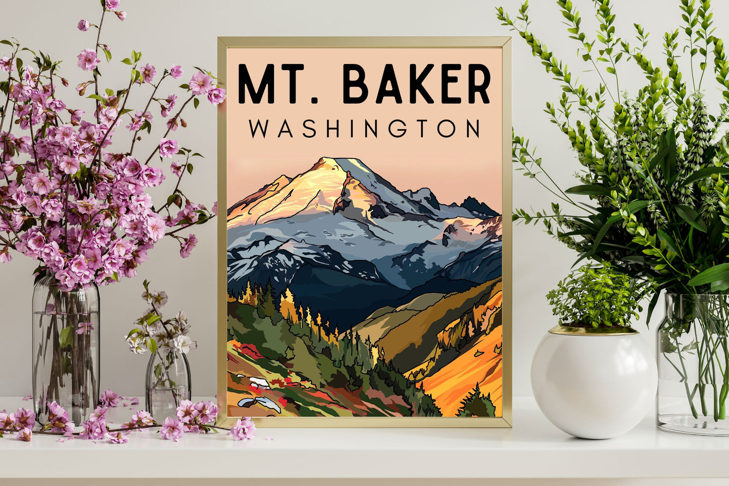 Mt. Baker, Washington | Travel Poster Art Print - Wild Life Design Co.