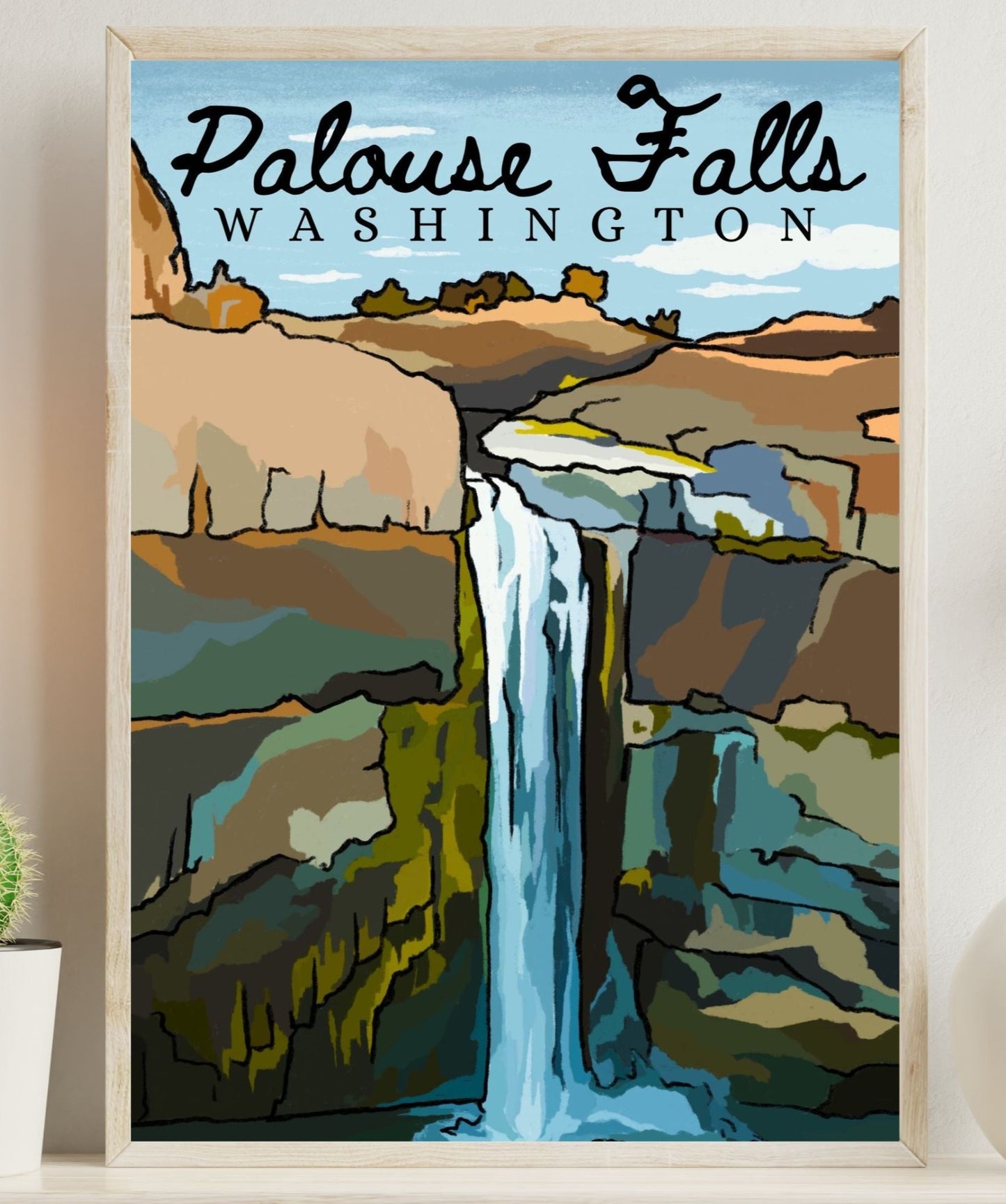 Palouse Falls, Washington | Travel Poster Art Print - Wild Life Design Co.