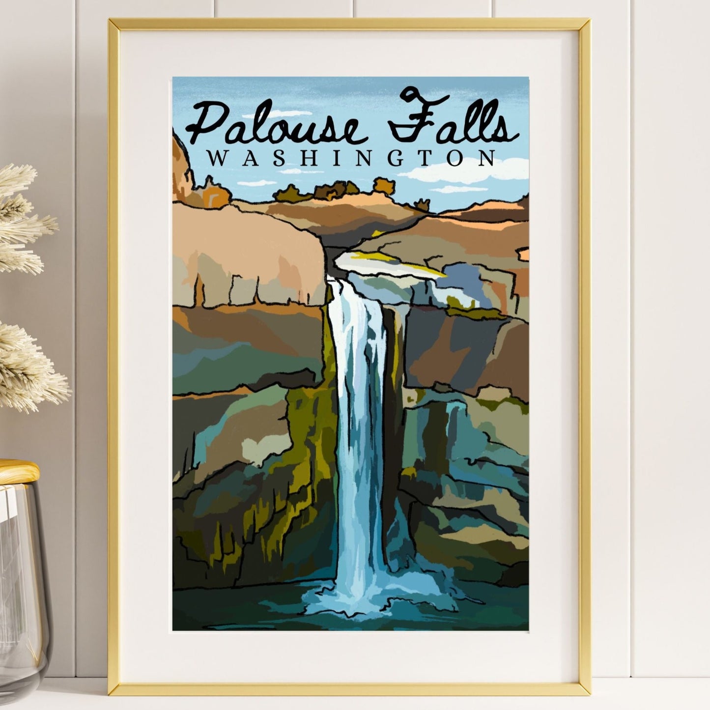 Palouse Falls, Washington | Travel Poster Art Print - Wild Life Design Co.