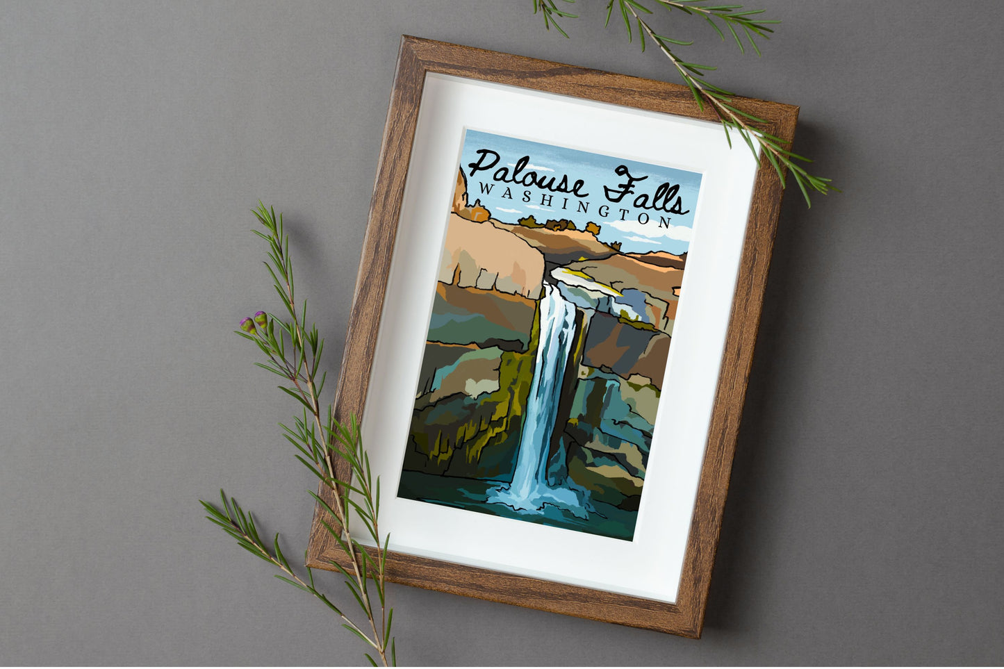 Palouse Falls, Washington | Travel Poster Art Print - Wild Life Design Co.