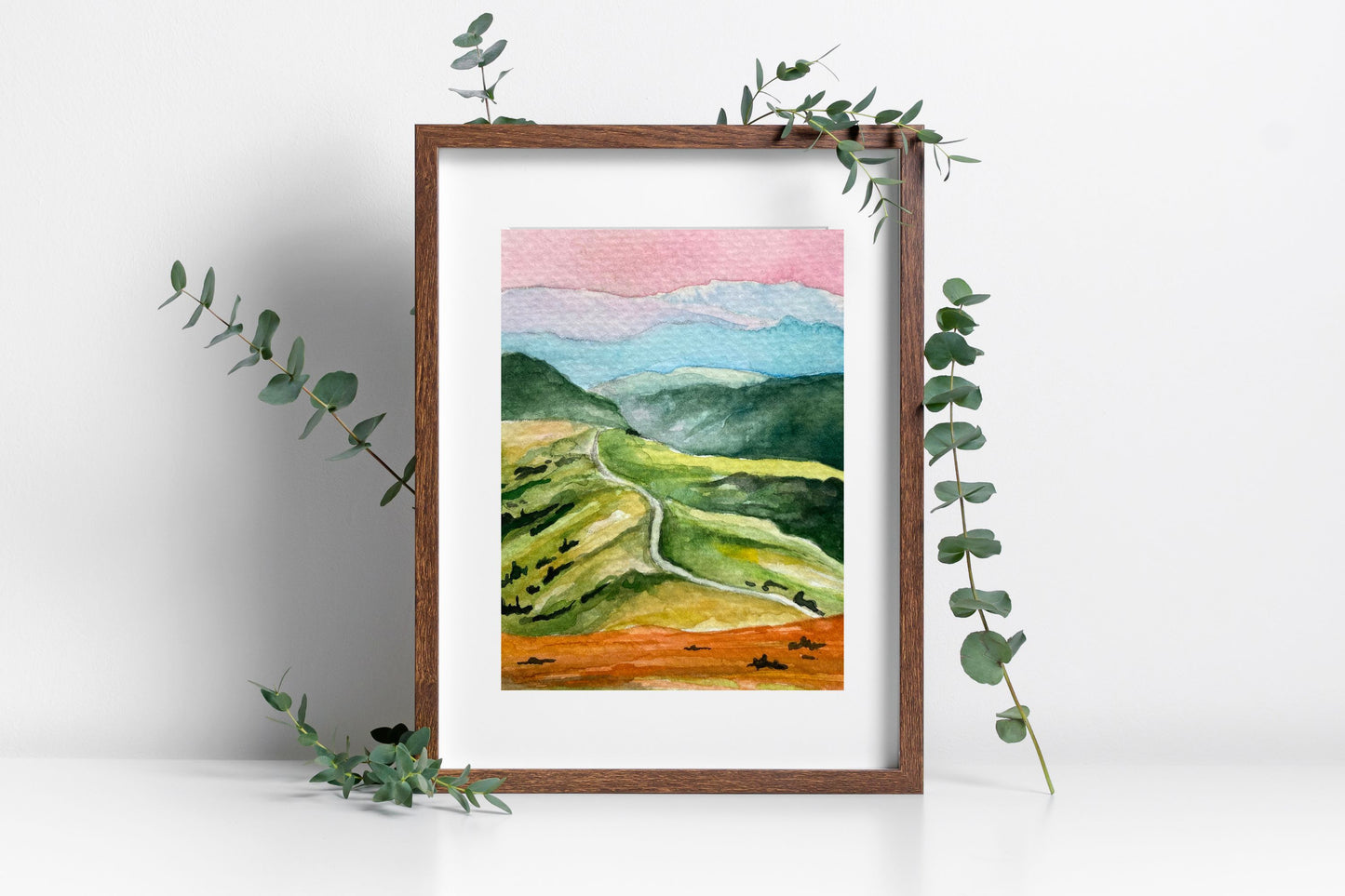 Mountain and Hills Landscape | Watercolor Print