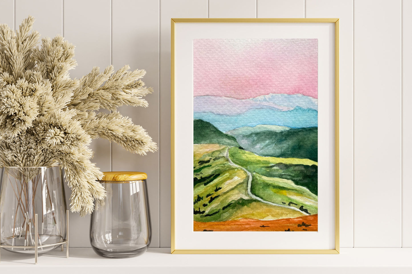 Mountain and Hills Landscape | Watercolor Print