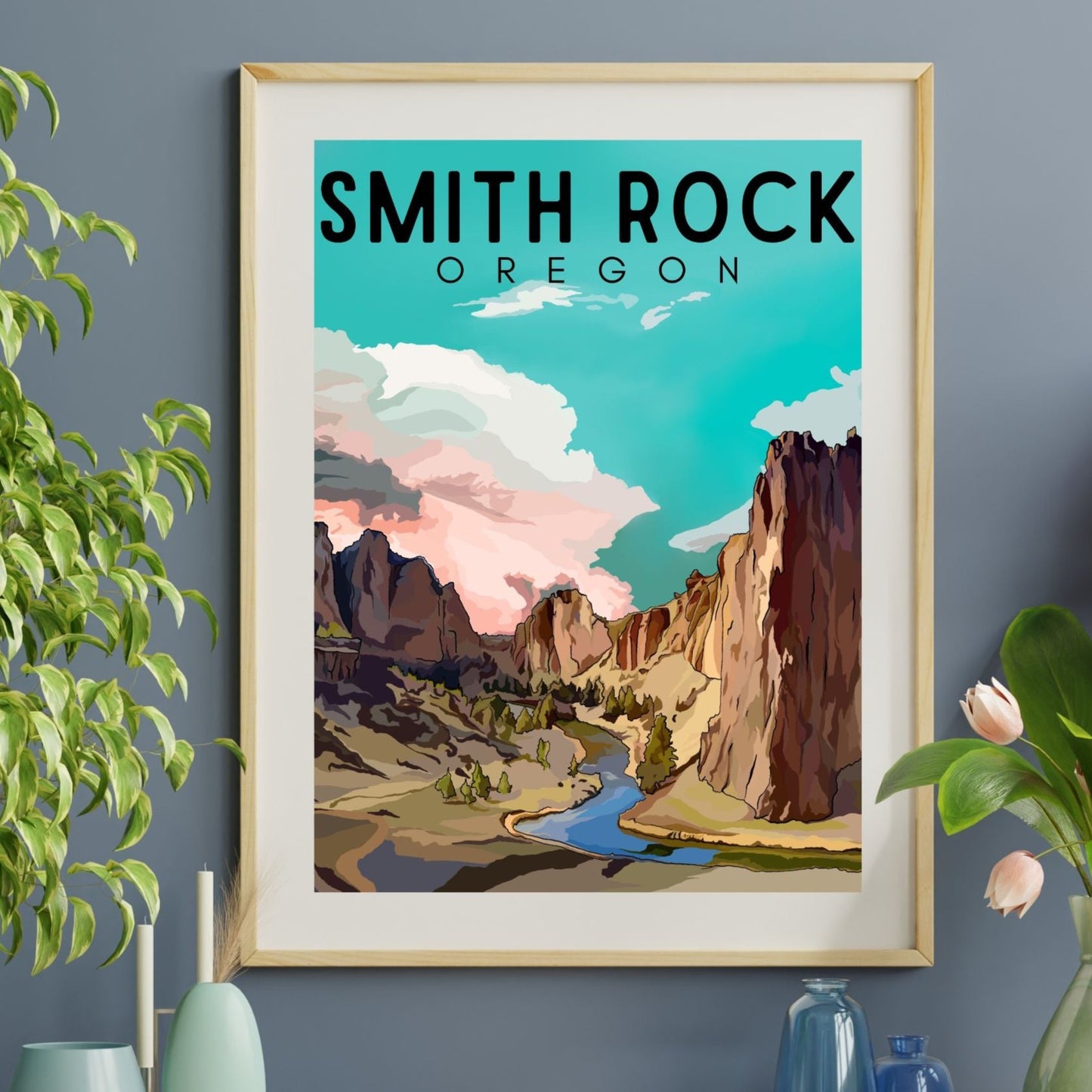 Smith Rock State Park, Oregon | Travel Poster Art Print - Wild Life Design Co.