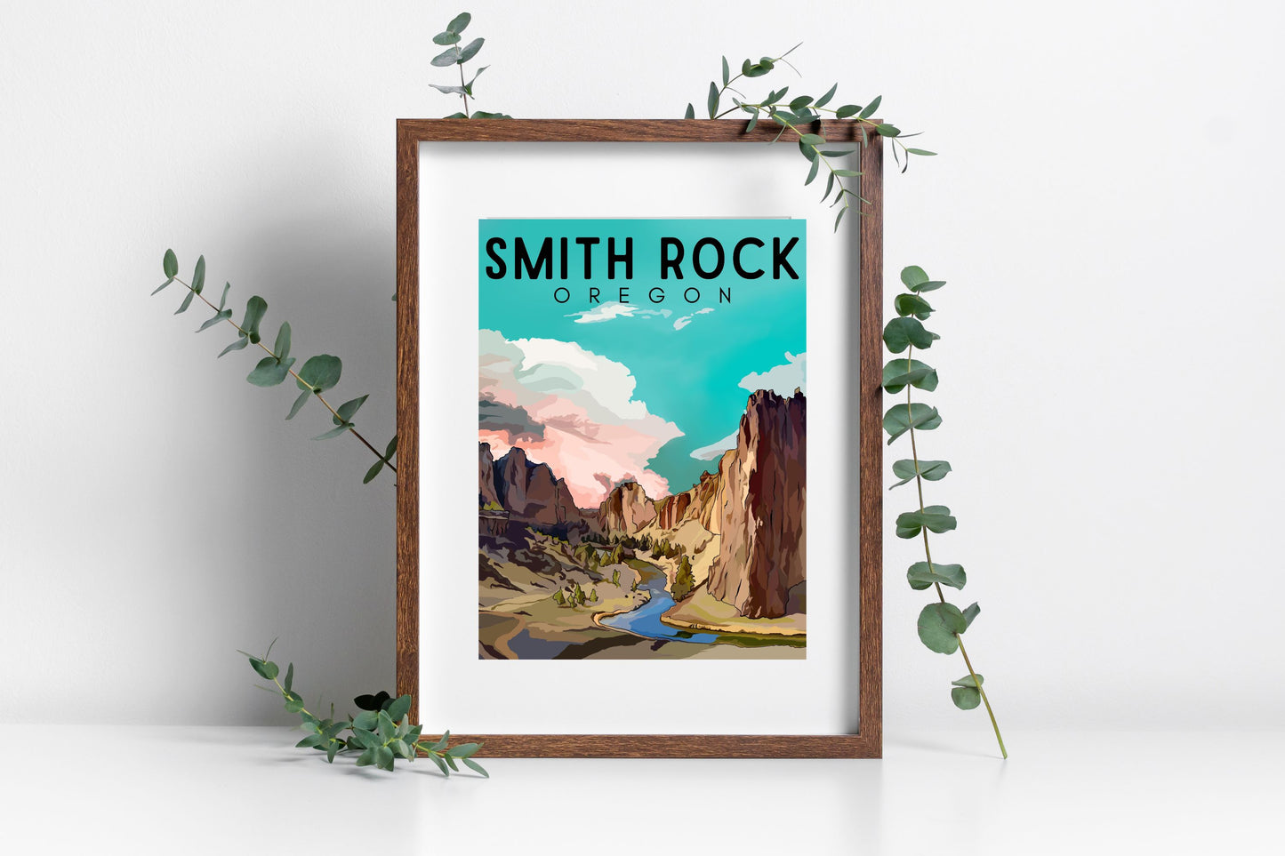 Smith Rock State Park, Oregon | Travel Poster Art Print - Wild Life Design Co.