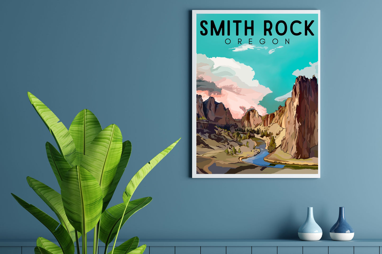 Smith Rock State Park, Oregon | Travel Poster Art Print - Wild Life Design Co.