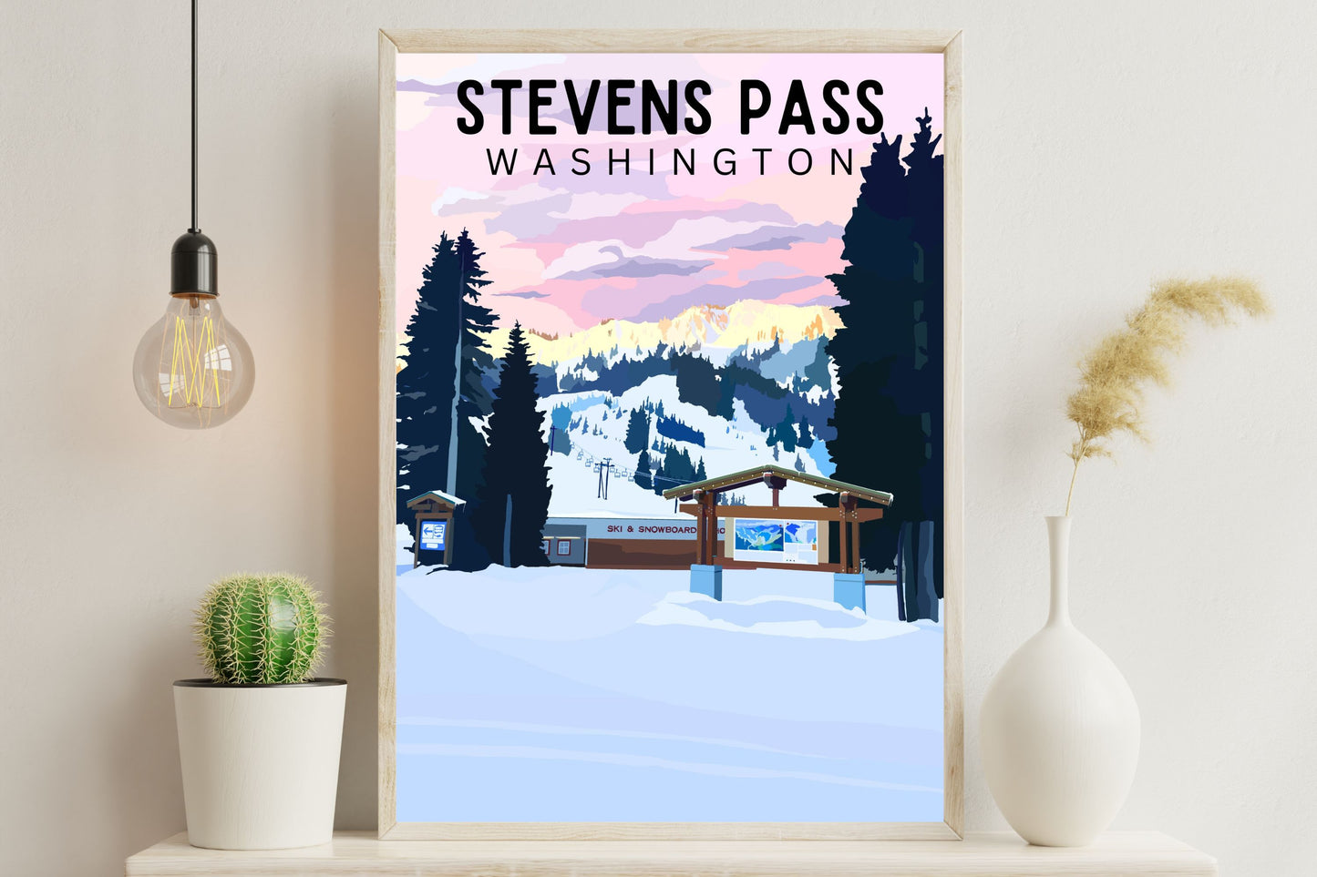 Stevens Pass, Washington | Travel Poster Art Print - Wild Life Design Co.