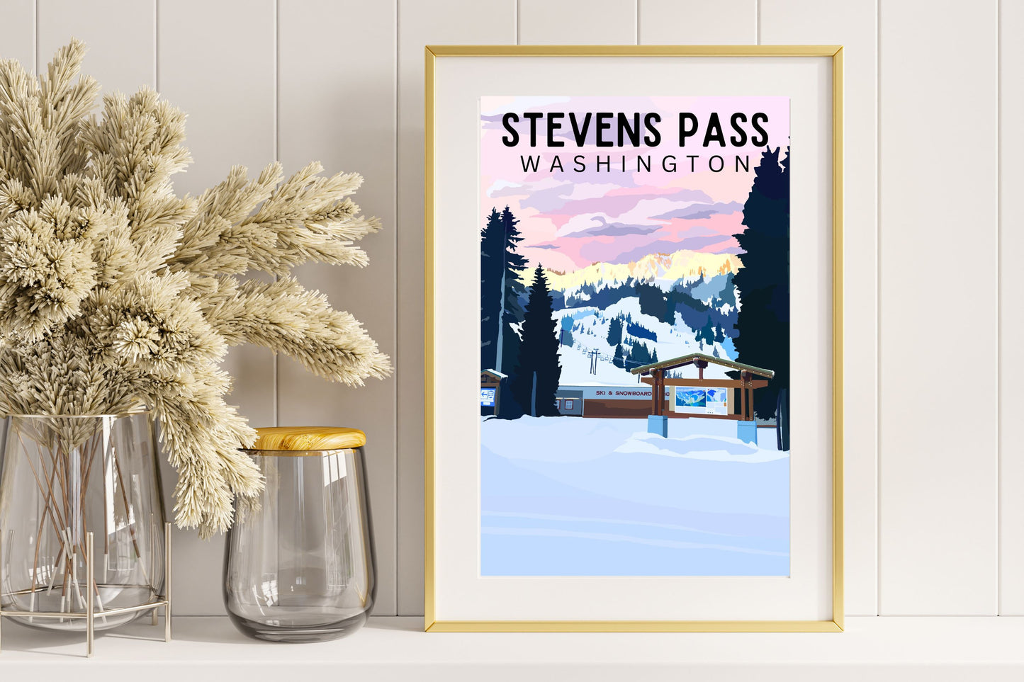 Stevens Pass, Washington | Travel Poster Art Print - Wild Life Design Co.