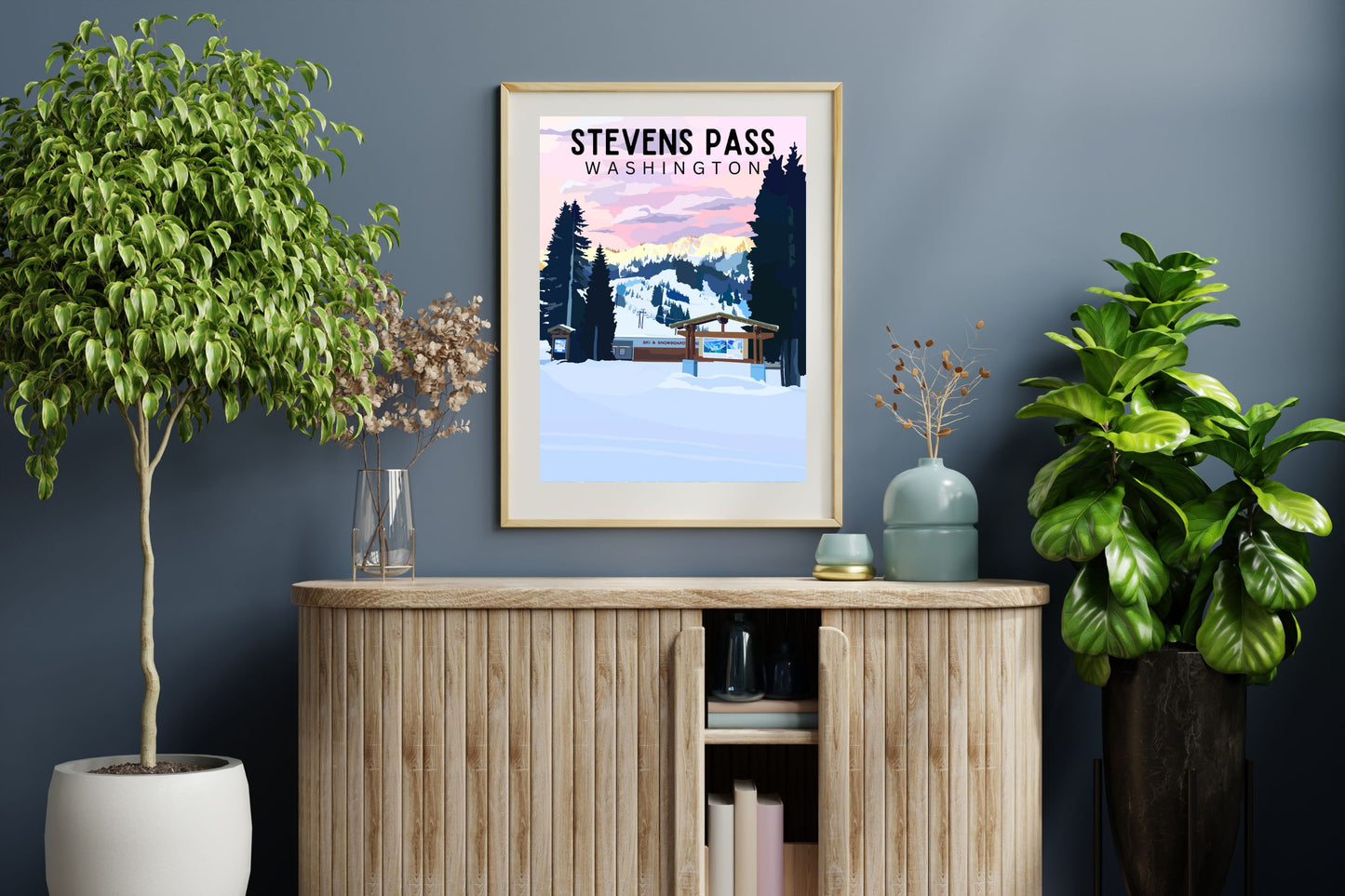 Stevens Pass, Washington | Travel Poster Art Print - Wild Life Design Co.