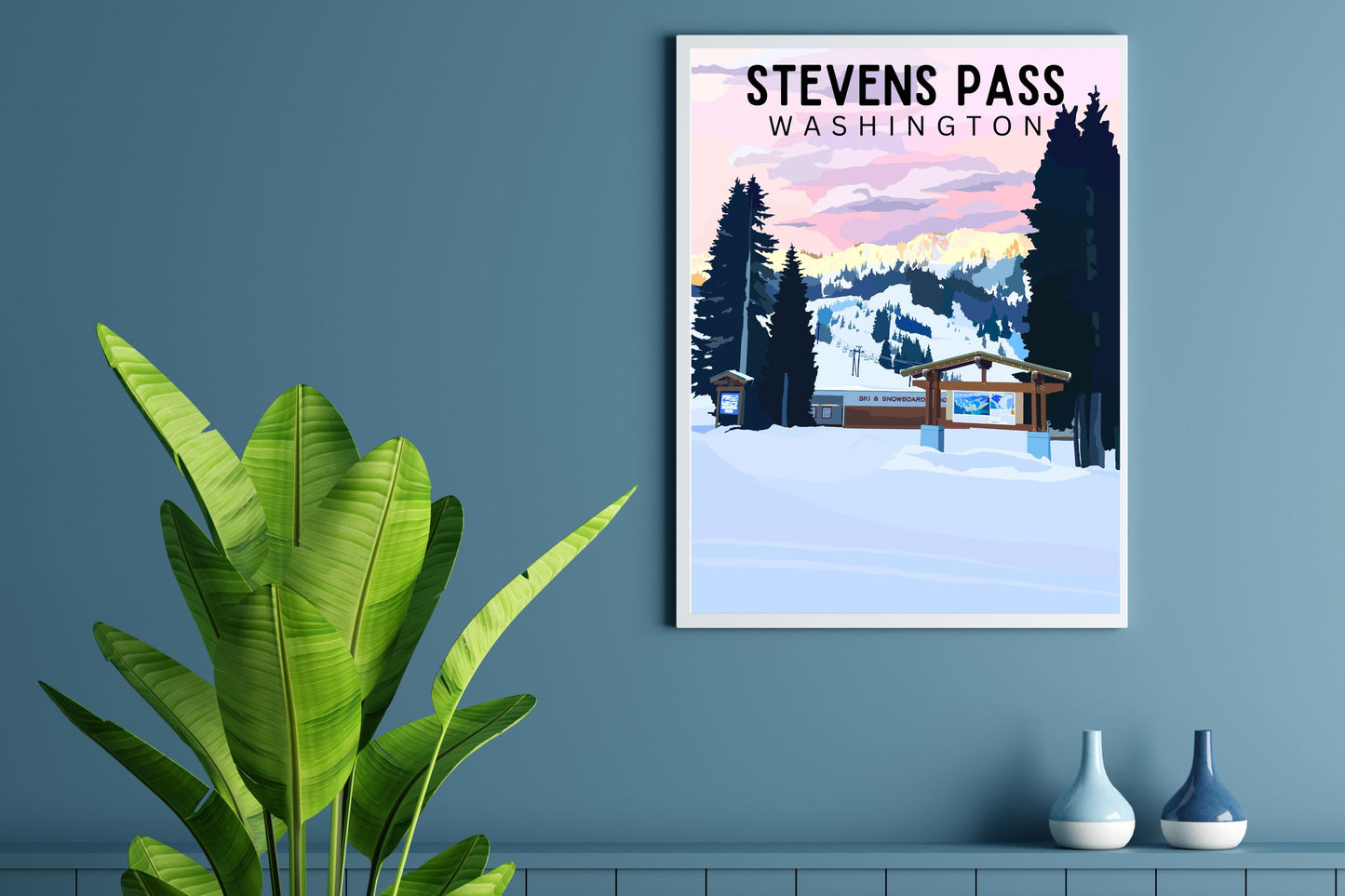 Stevens Pass, Washington | Travel Poster Art Print - Wild Life Design Co.