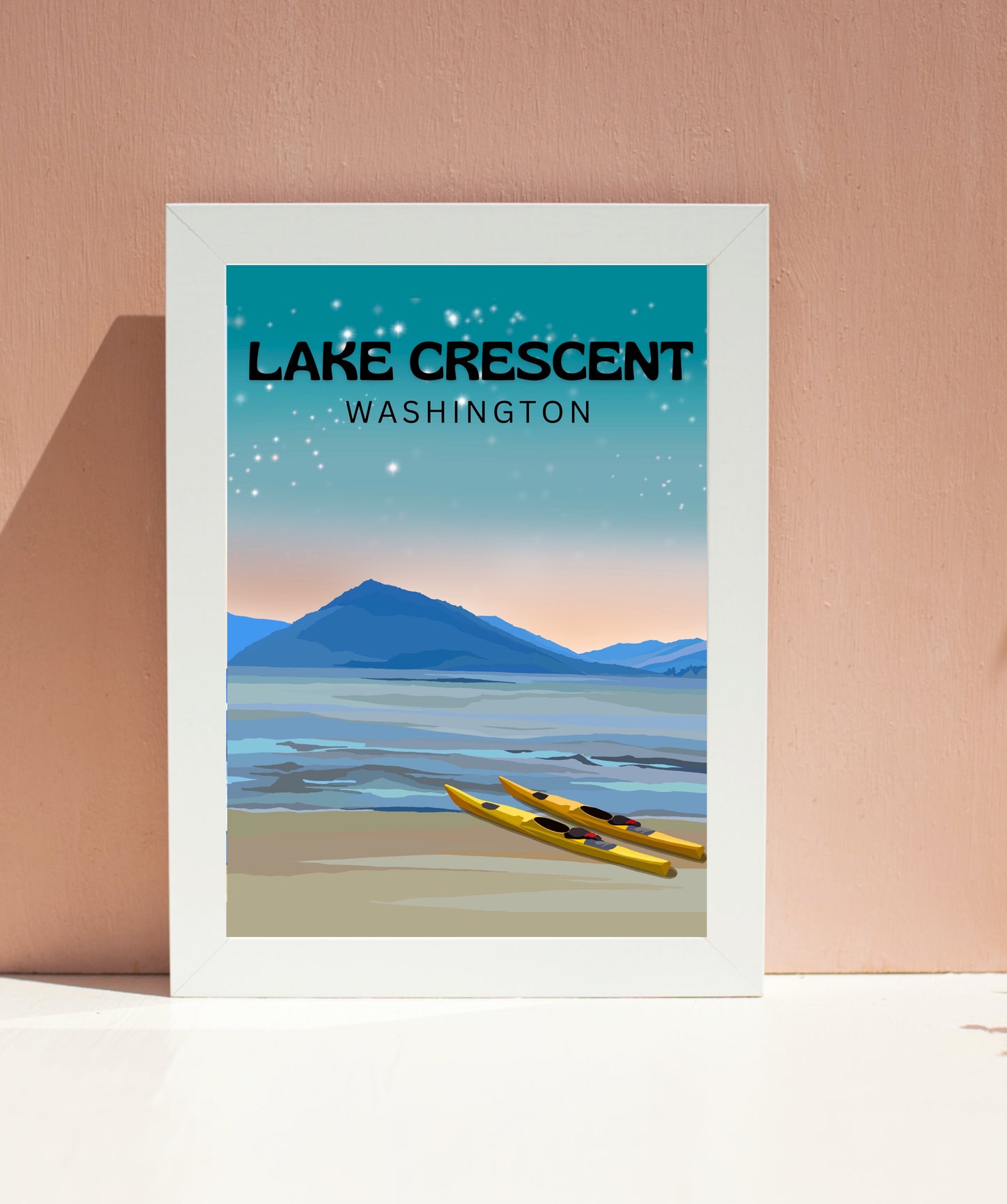 Crescent Lake, Washington | Travel Poster Art Print - Wild Life Design Co.
