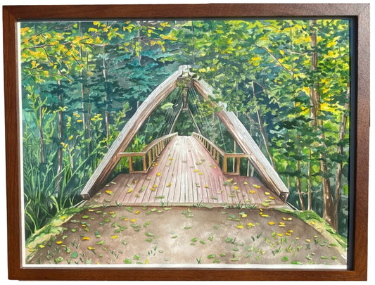 Middle Fork Suspension Bridge | Original Watercolor Painting - Emma H. Baldwin