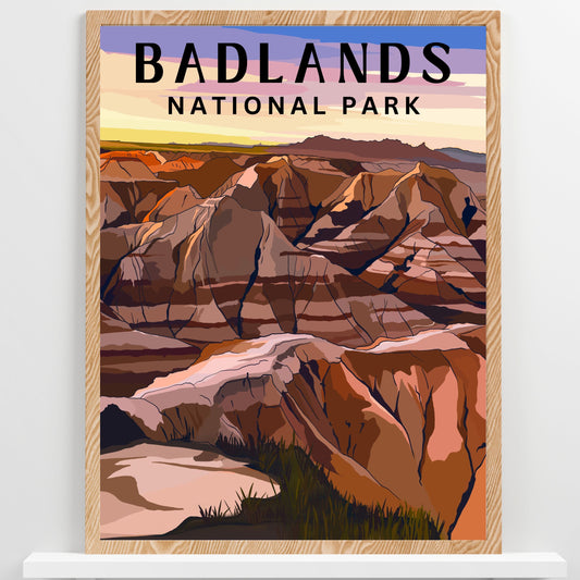 Badlands National Park, South Dakota | Travel Poster Art Print - Wild Life Design Co.