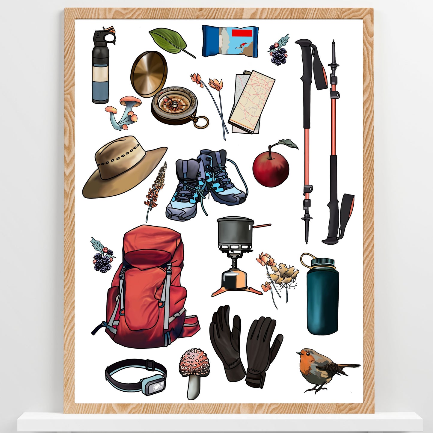 Hiking Gear Poster | Gifts for Hikers