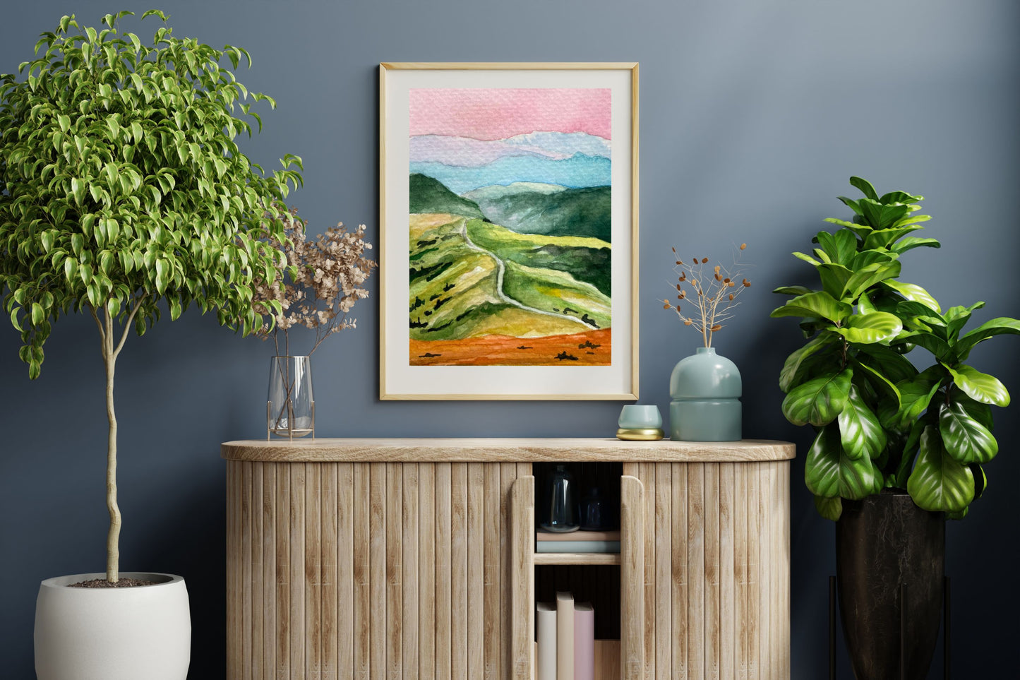 Mountain and Hills Landscape | Watercolor Print