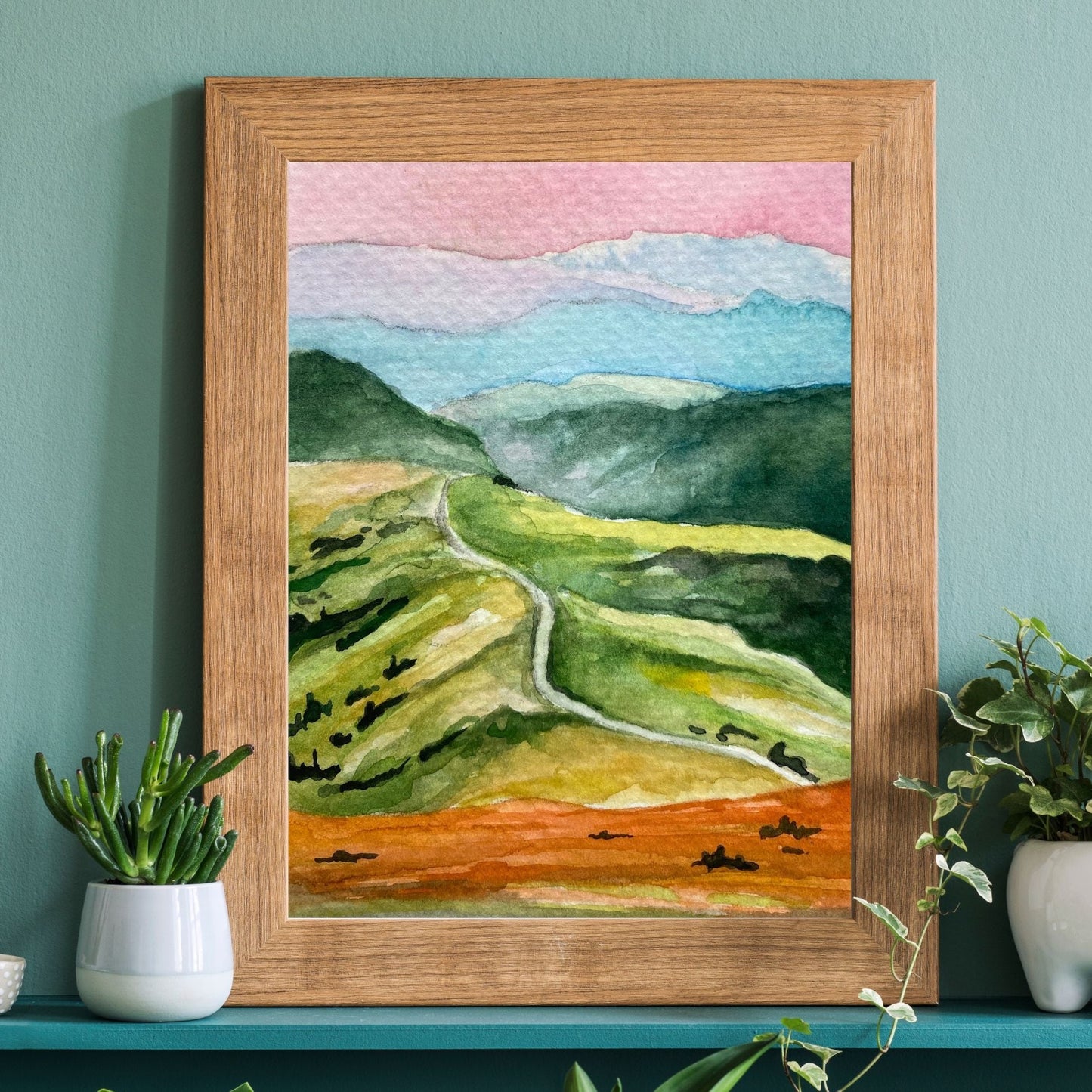 Mountain and Hills Landscape | Watercolor Print