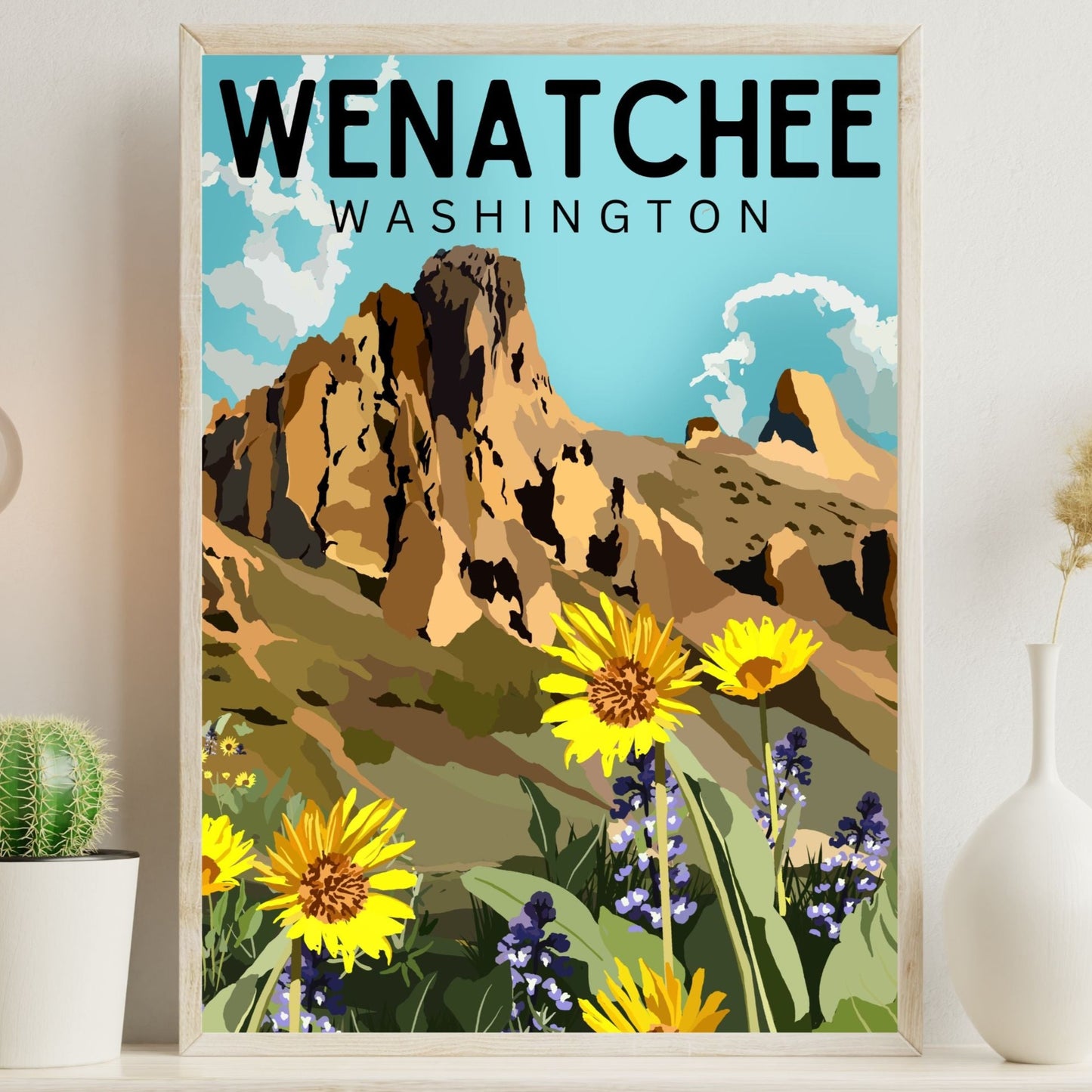 Wenatchee, Washington Saddlerock | Travel Poster Art Print - Wild Life Design Co.