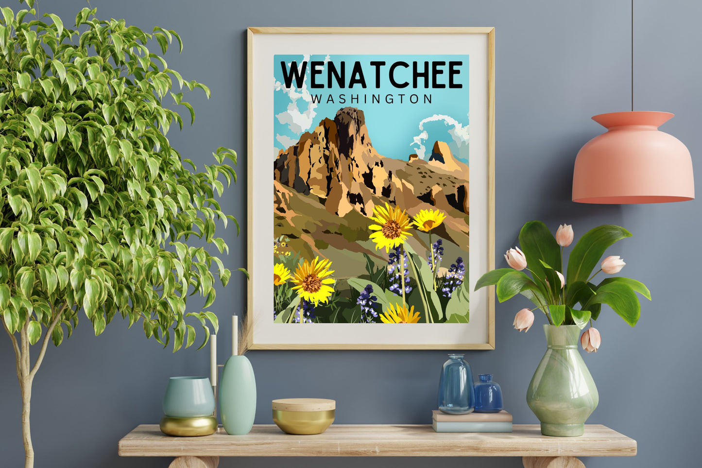 Wenatchee, Washington Saddlerock | Travel Poster Art Print - Wild Life Design Co.