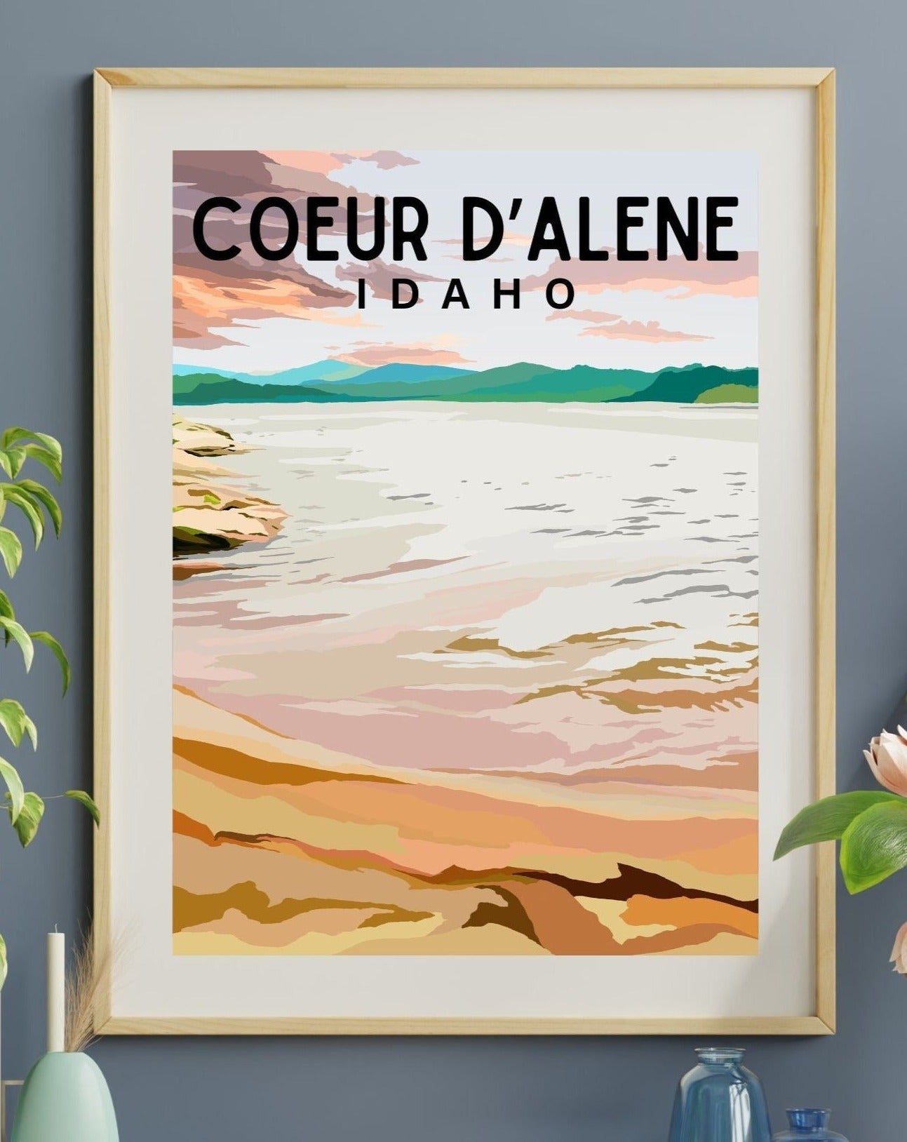 Coeur d'Alene, Idaho | Travel Poster Art Print - Wild Life Design Co.